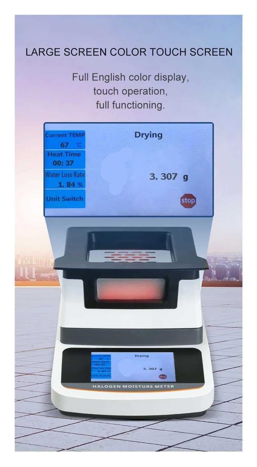 Misuratore di umidità, Digitale Tabacco Carbone Ultra Fine Grano Alimentare Umidità Alogena Bilanciamento umidità Analizzatore Analizzatore Tester Prezzo
