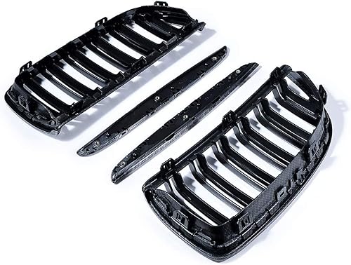 Miniatura 4 de Rejilla de riñón de fibra de carbono de doble listón, color negro brillante, repuesto para BMW E90 E91 2005-2008 Serie 3 Pre-LCI Izquierda Derecha,