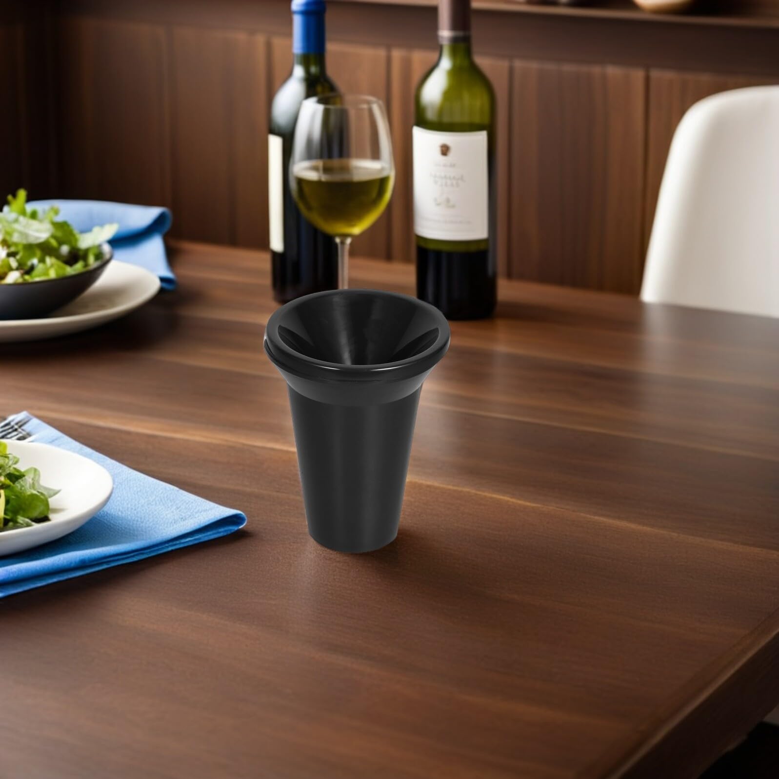 2 Cubos Resistentes y Reutilizables de Escupidera para Cata de Vinos con Tapa Extraíble en Plástico PP Negro Ideales para Degustaciones y Eventos en Casa