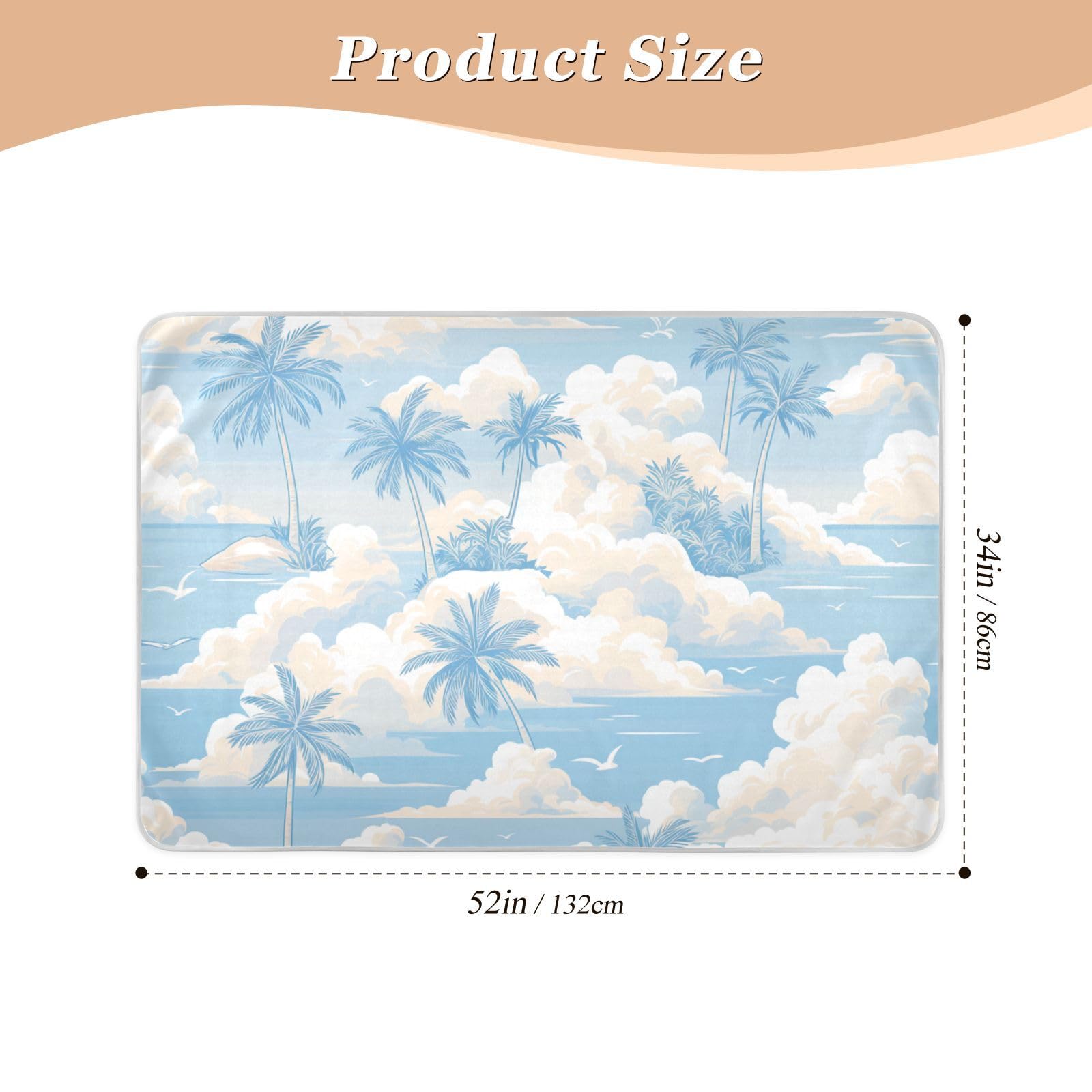 Cartoon Beach Silver Grey Bed Underpads Waterproof Washable Diaper Changing Pad Leakproof Quick Drying Bed Liners for Infant Toddler , 52