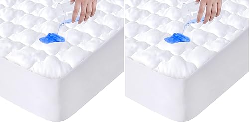 Miniatura 12 de Protector de colchón impermeable tamaño King, funda de colchón impermeable con falda elástica extralarga de hasta 18 pulgadas, protector de colchón