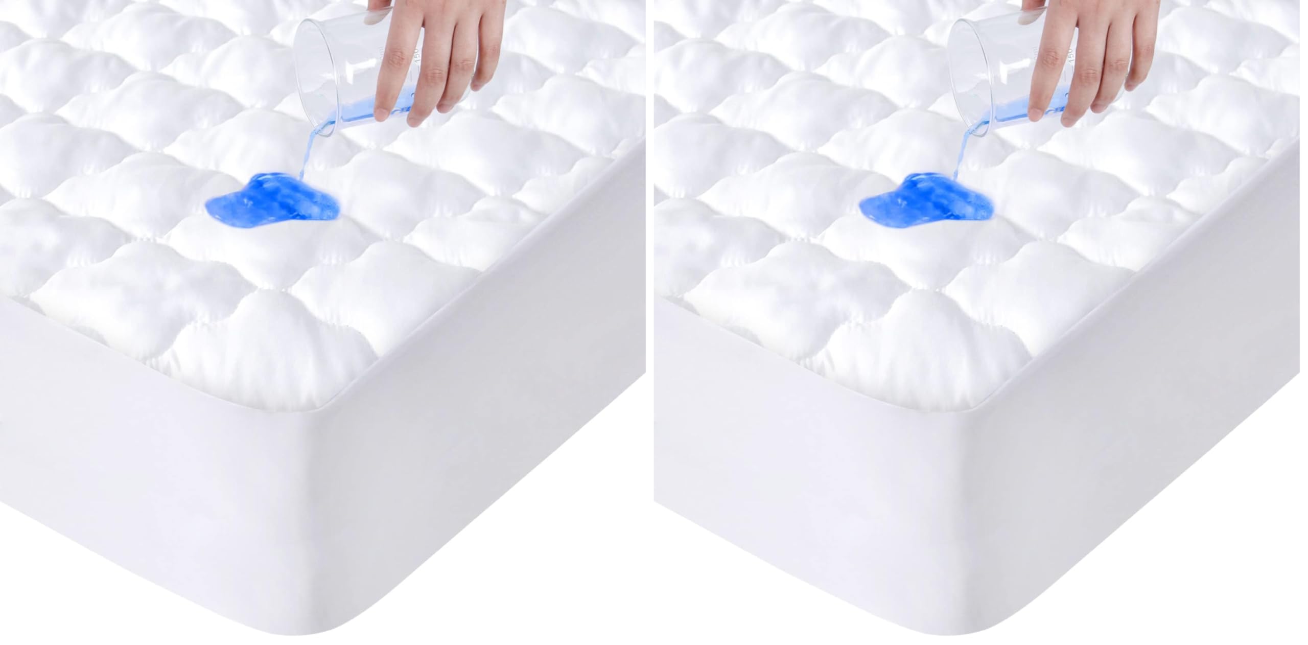 Full Size Mattress Protector Pad Waterproof Quilted, Breathable &amp; Cooling Full Mattresses Pad Cover Fitted for Double Bed with Deep Pocket Up to 14", (White) (Pack of 2)