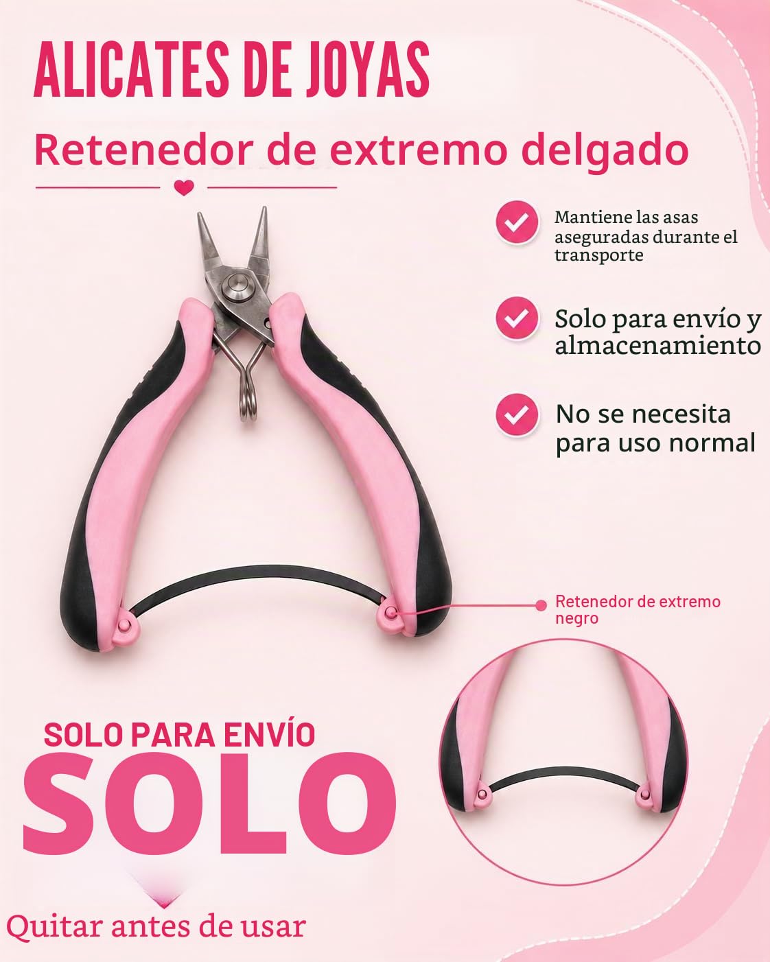 10 Alicates para Joyería - Kit de Herramientas para Hacer Joyas en Acero al Carbono- Herramientas Profesionales de Bisutería para Manualidades de Joyería en Elegante Rosa