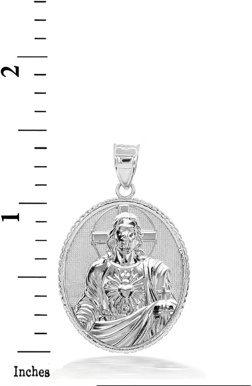 Claddagh Gold Religious Jewelry 925 Sterling Silver Sacred Heart Of Jesus Christ Oval Medal Pendant Necklace - Choice of Pendant Only or Chain Length