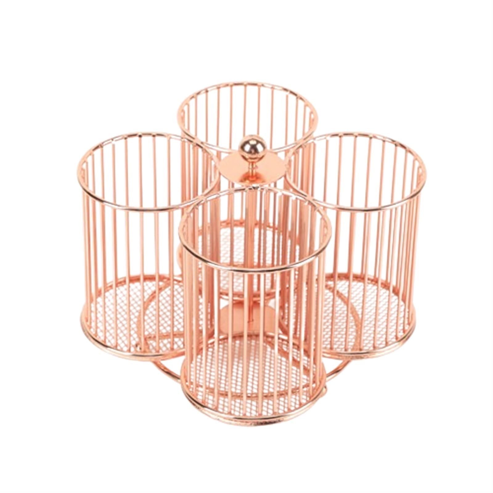 Portalapices Portalápices Giratorio de Cuatro Tubos de Metal y Hierro, Multifuncional, for Oficina, Material de Oficina, Almacenamiento de cosméticos Desk Organizer(Pink Gold)