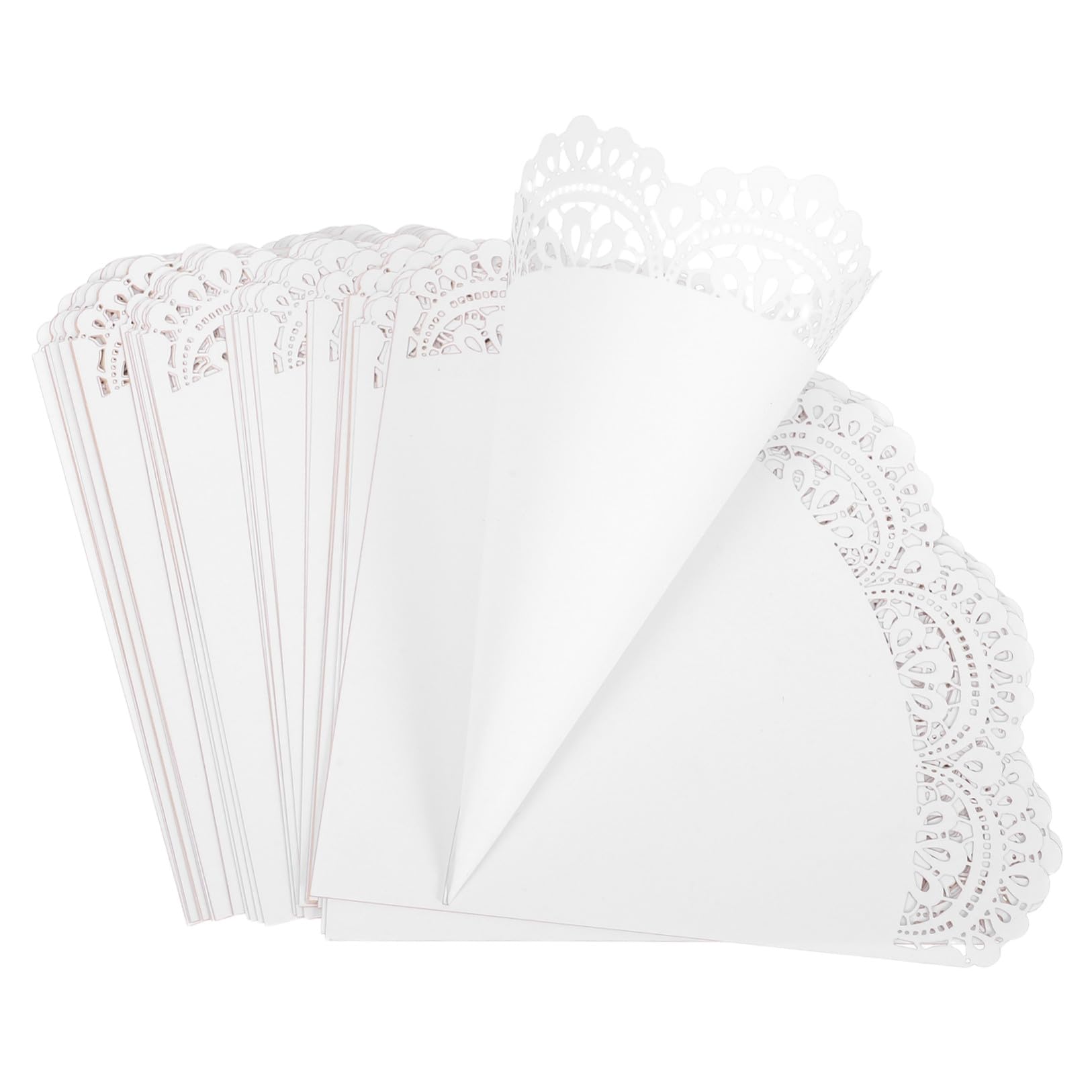 Luxshiny Coni di Petali di Fiori in Carta Leggera, 50 Pezzi Bordo in Pizzo, Porta Coriandoli per Matrimoni e Eventi Speciali, Pratici per Utilizzo Sia Interno che Esterno