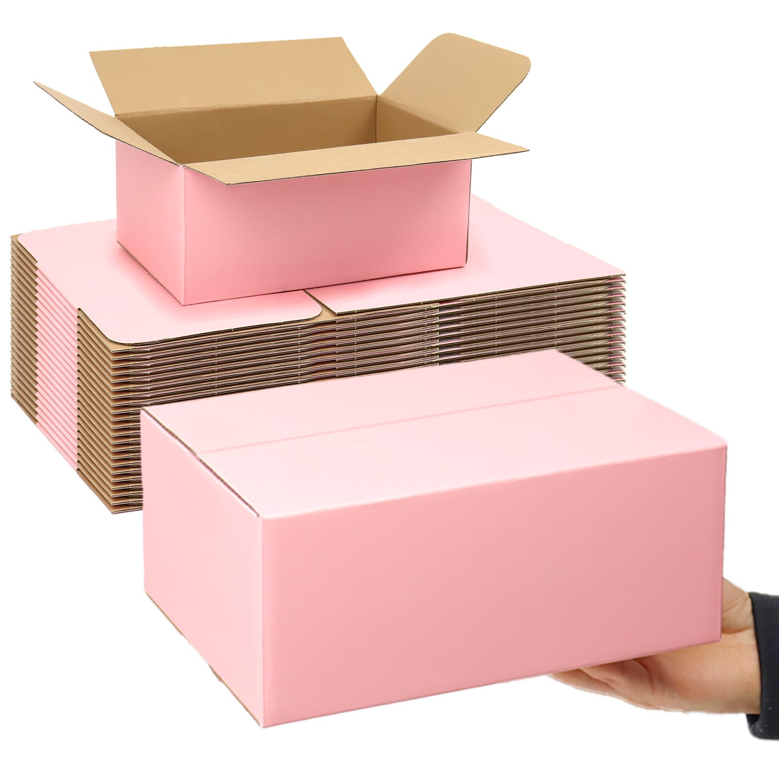 Shipping Boxes Medium 9x6x4 Inches, 30 Pack Mailer Packaging Boxes Bulk, Pink Corrugated Cardboard Boxes for Small Business Mailing Packing