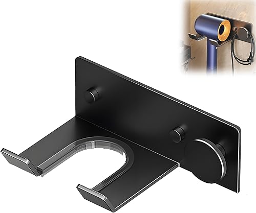 Alriedy Soporte para secador de pelo, soporte de pared sin taladrar de acero ino