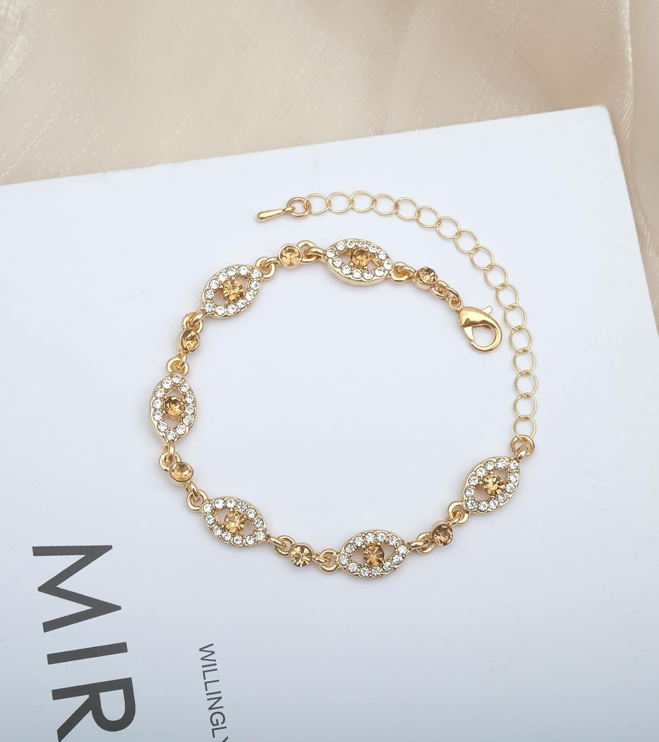 CSY Women's Elegant Teardrop Crystal Necklaces Dangle Earrings Bracelet Jewelry Sets for Brides Bridesmaids - Image 5