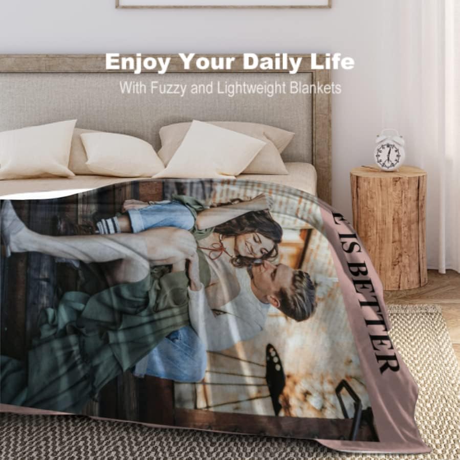Miniatura 3 de D-Story Manta personalizada con 1 foto, manta personalizada con foto y texto, hecha en EE. UU., manta personalizada para el Día del Padre, regalos