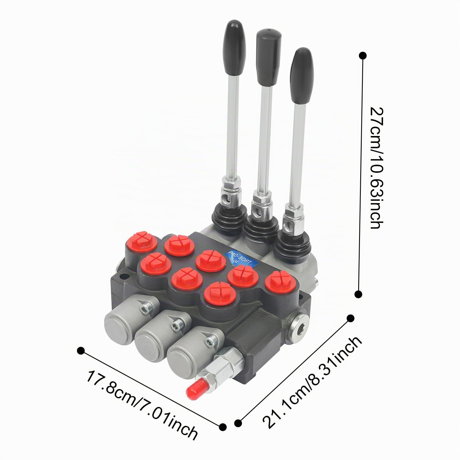 Válvula Distribuidor Hidraulico Control Manual 40 l/min, 3 Bobinas P40, Válvula control Manual Hidráulica, Válvulas de Regulación de Dirección Hidráulica, 1/2" BSPP