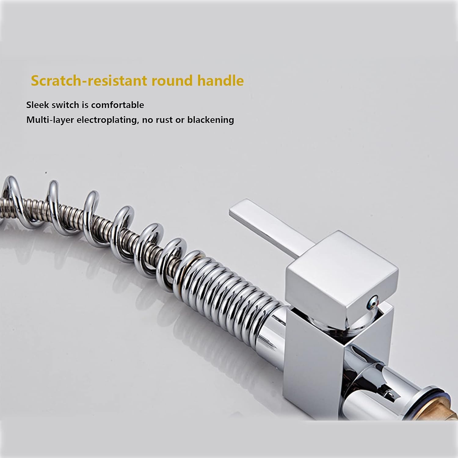 Spring Kitchen Brass Single-Handle Pull-Out Hot and Cold Water Mixer Tap, 360°Rotation Washing Vegetables Pots Sink Double Outlet Mode Faucets