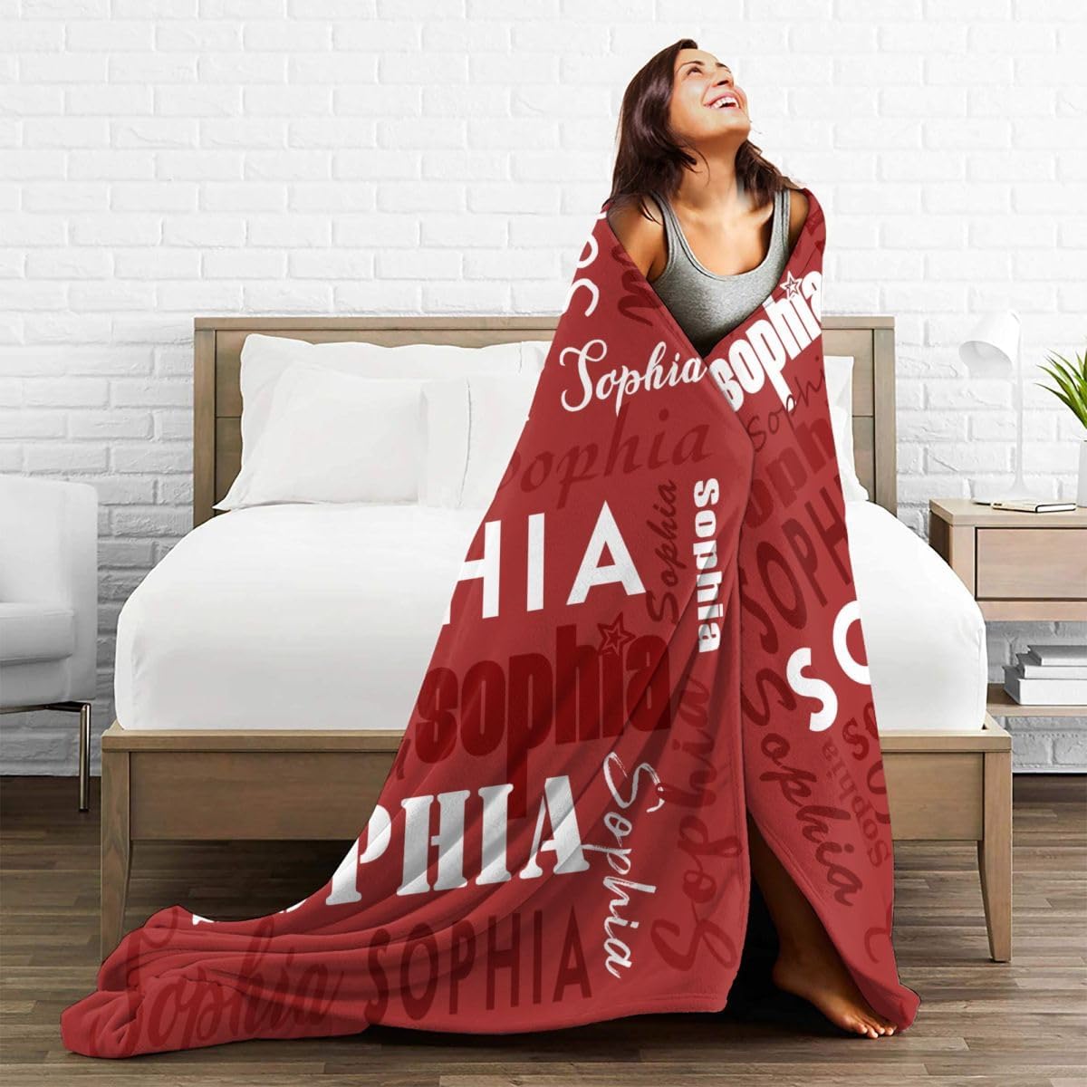 Custom Name Blankets and Throws Design Your Own Personalized Soft Warm Flannel Blanket Customized Birthday Gifts for Adults or Kids, Brown, 51"x71"