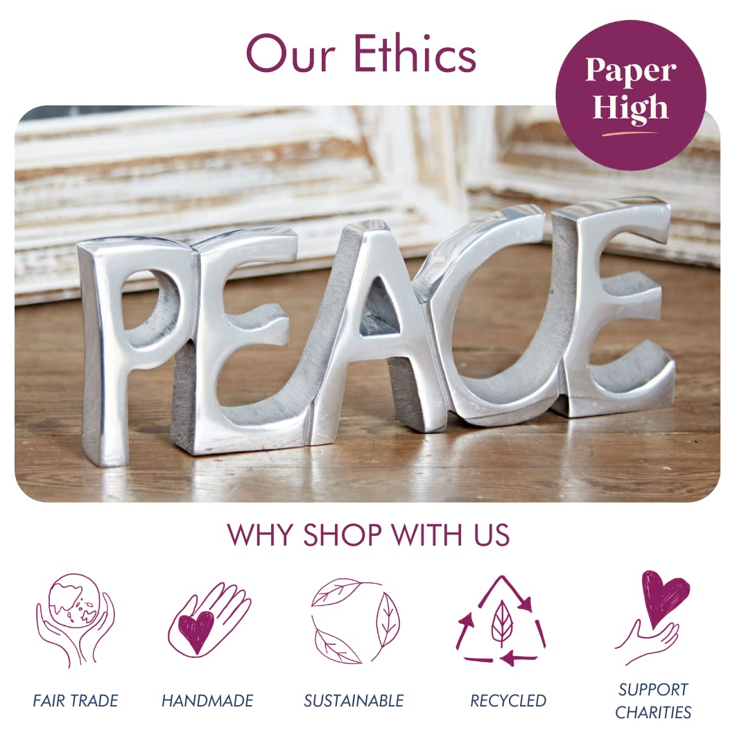 Recycled Metal 'PEACE' Sign, 24cm x 9cm, Fair Trade & Handmade, Home Decor, House Decoration for Living Room - Image 4