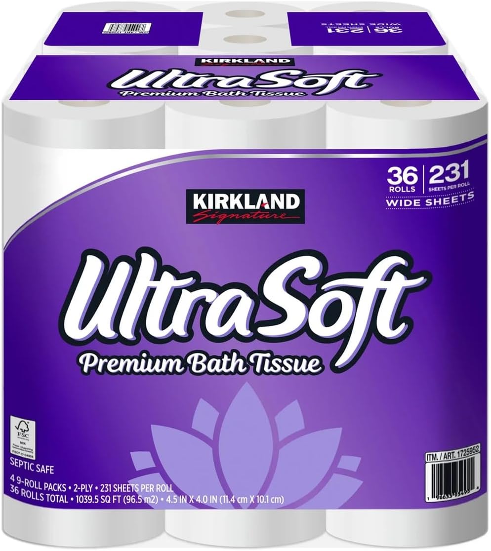 Kirkland Signature Ultra Soft Bath Tissue, 2-Ply, 231 Sheets, 36 Rolls