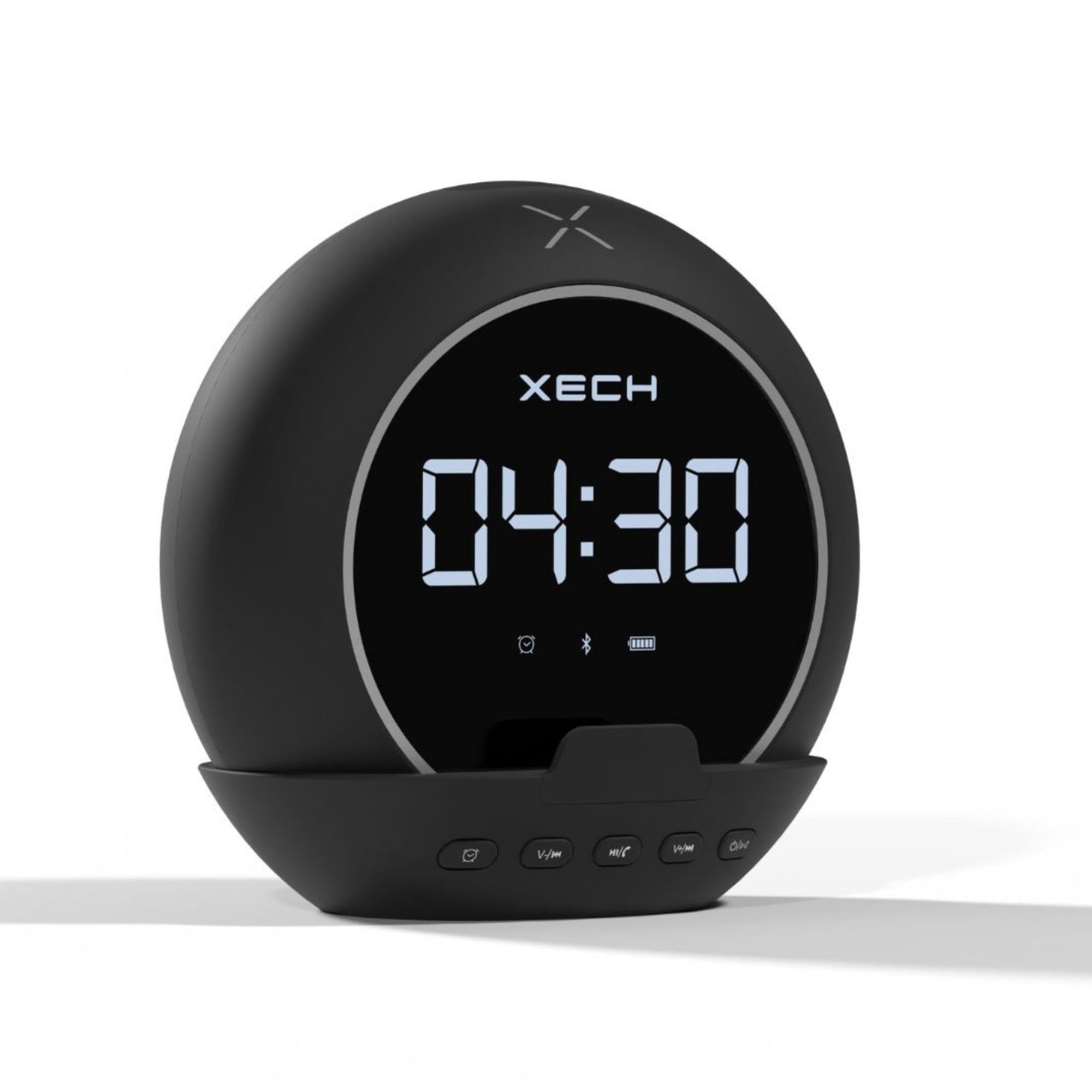 Xech Digital Alarm Clock for Students & Heavy Sleepers Small Table LED Clocks with Speaker Phone Holder Pen Stand Bedroom Study Room Home Desk (Ellipse)(Black)