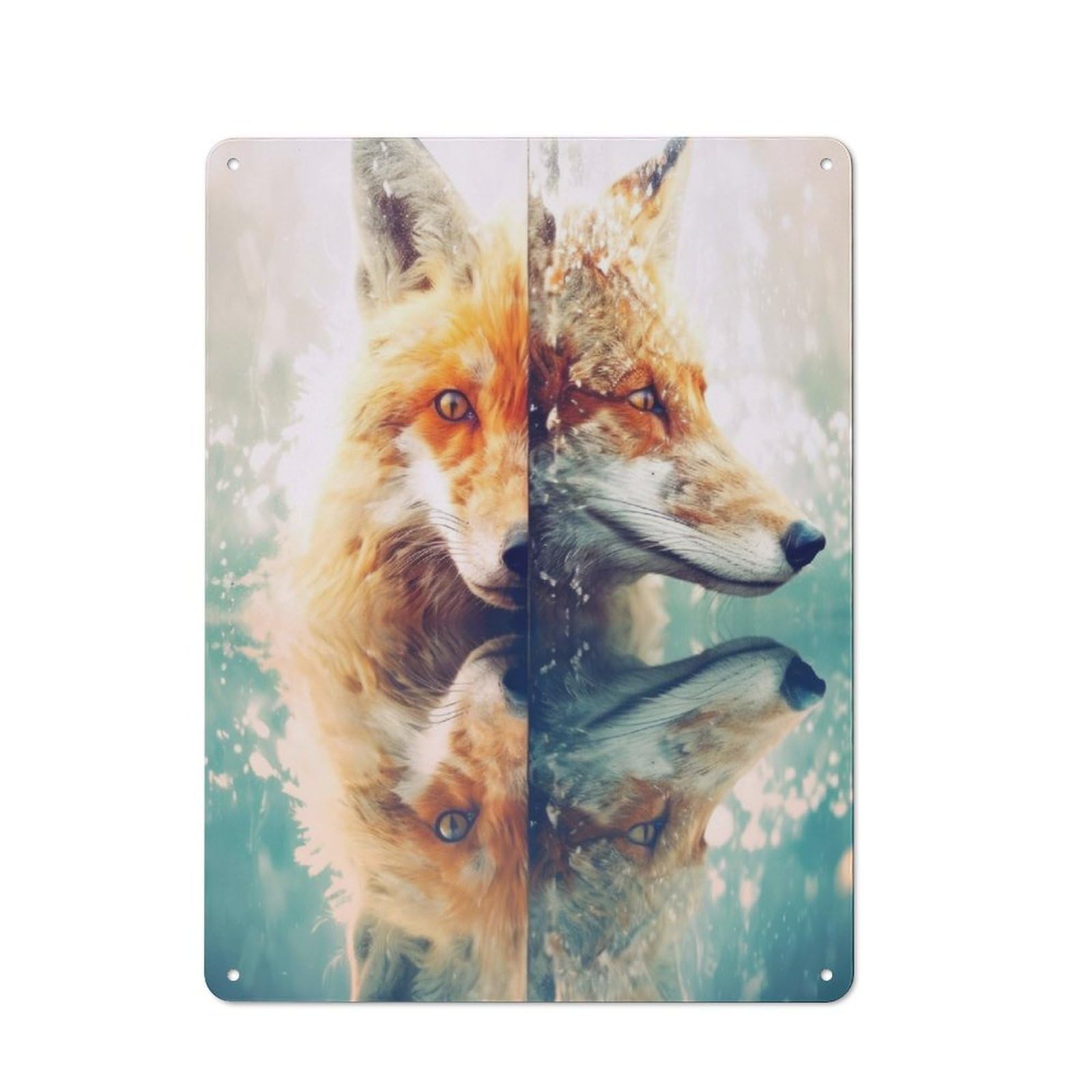 Junmoney Fox Animals Vintage Tin Sign 40X30cm With For Guest Room Or Hallway, For Themed Room Decoration, For Vintage Wall Decor Fans
