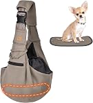 Cuby Dog Cat Sling Carrier Hands Free Reversible Pet Papoose Bag Soft Pouch Tote Purse Carrier for Puppy, Small Dogs Cats Outdoor Travel (Black, Unadjustable Strap)