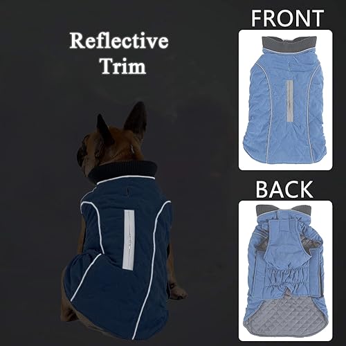 Miniatura 4 de Morezi Abrigo para perro con borde reflectante, chaqueta de invierno para perro, resistente al agua, traje cálido para cachorros con orificio para