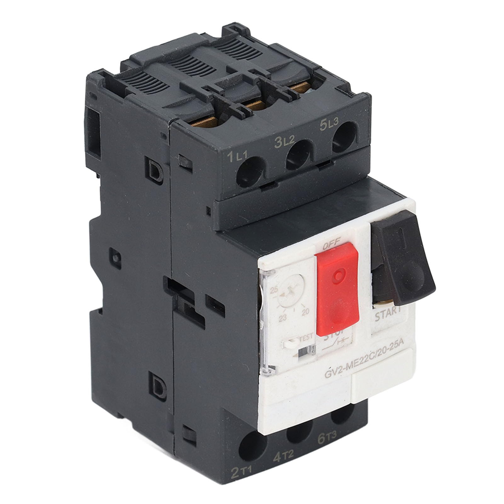 Disjoncteur Moteur, Protecteur de Circuit Moteur Triphasé 3P Interrupteur de Protection Contre Les Surcharges Bouton de Démarrage Manuel Du Moteur Sur Rail Din Ac 690V Gv2-Me22C, 3P, 20-25A