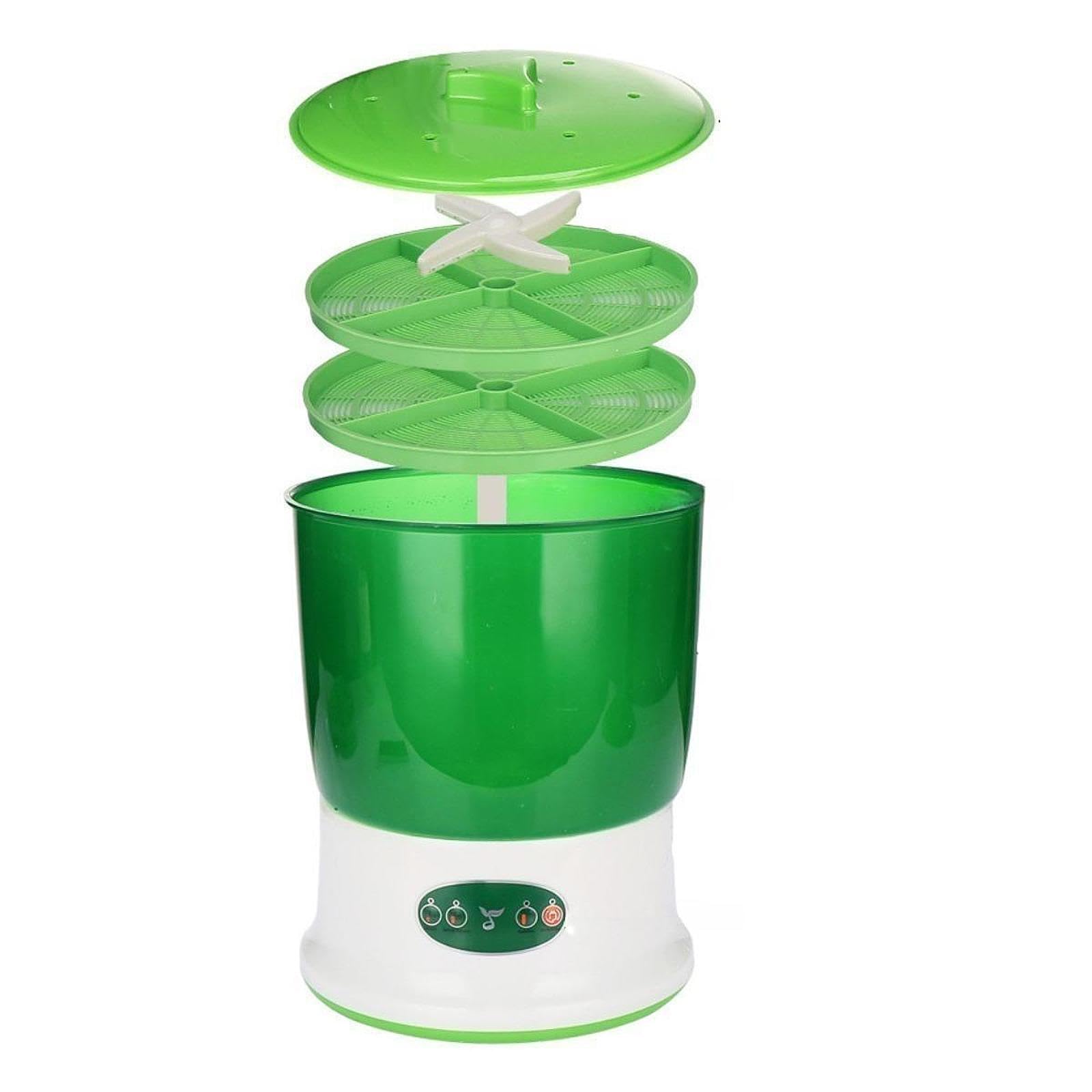 Germinador de Frijoles con Configuraciones Estacionales y Niveles, 2 Capas Germinador Doméstico de Gran Capacidad, 360° Pulverizador Automático, Kit de Máquina de Cultivo Automático para Hogar
