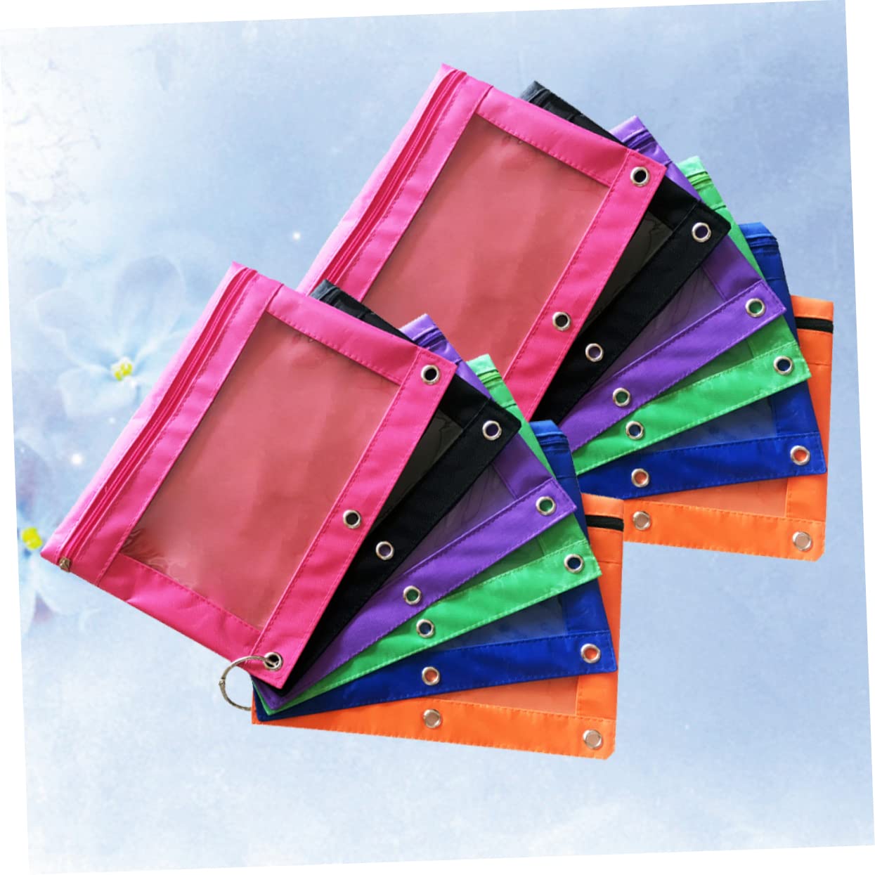 Tofficu 12piezas Bolsa Papelería Oficina Unidades Oxford Transparente Estuche Lápices Orificios De Aire Duradera Ligera para Graduación Cumpleaños Regreso Clases y Navidad