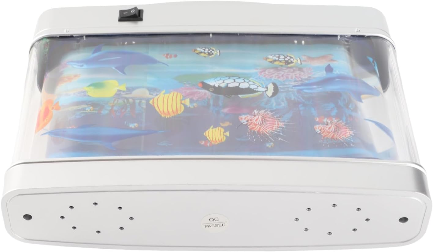 Fake Fish Tank, Lifelike Artificial Aquarium, Moving Fish LED Light Tank with USB Power, Ideal for Kids Adults, Sensory Night Light for Bedroom Office Desk