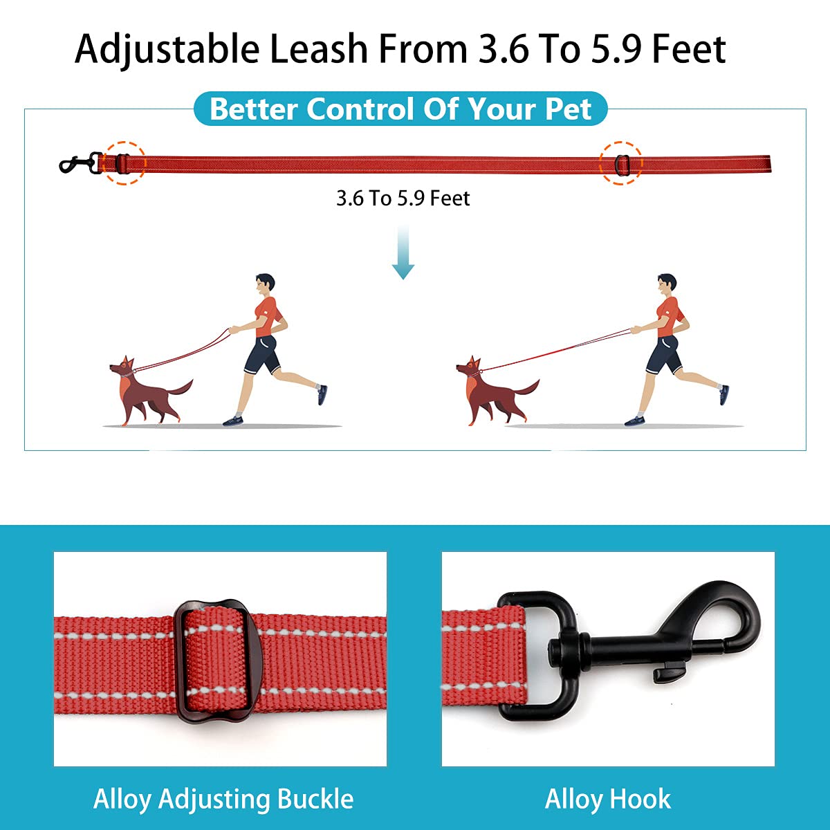 Reflective Dog Collar and Leash Set with Safety Locking Buckle Nylon Pet Collars Adjustable for Small Medium Large Dogs 3 Sizes(Red&S)