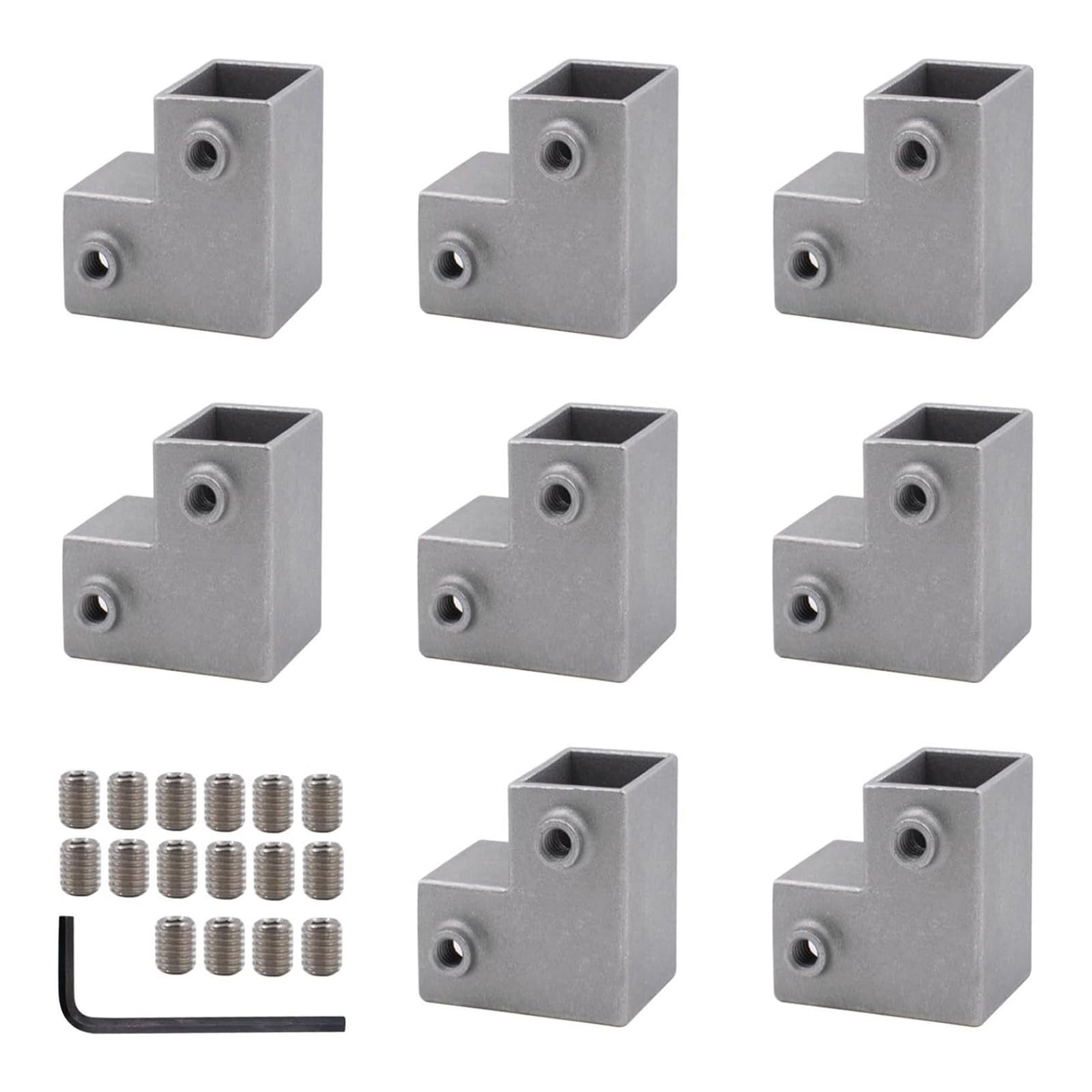 Aluminum Alloy Tee Chain End Rail Clamp Square Tube Connector Replacement Connection Fastener 3 Way Pipe Fitting Aluminum Alloy Tee Chain End Rail Clamp