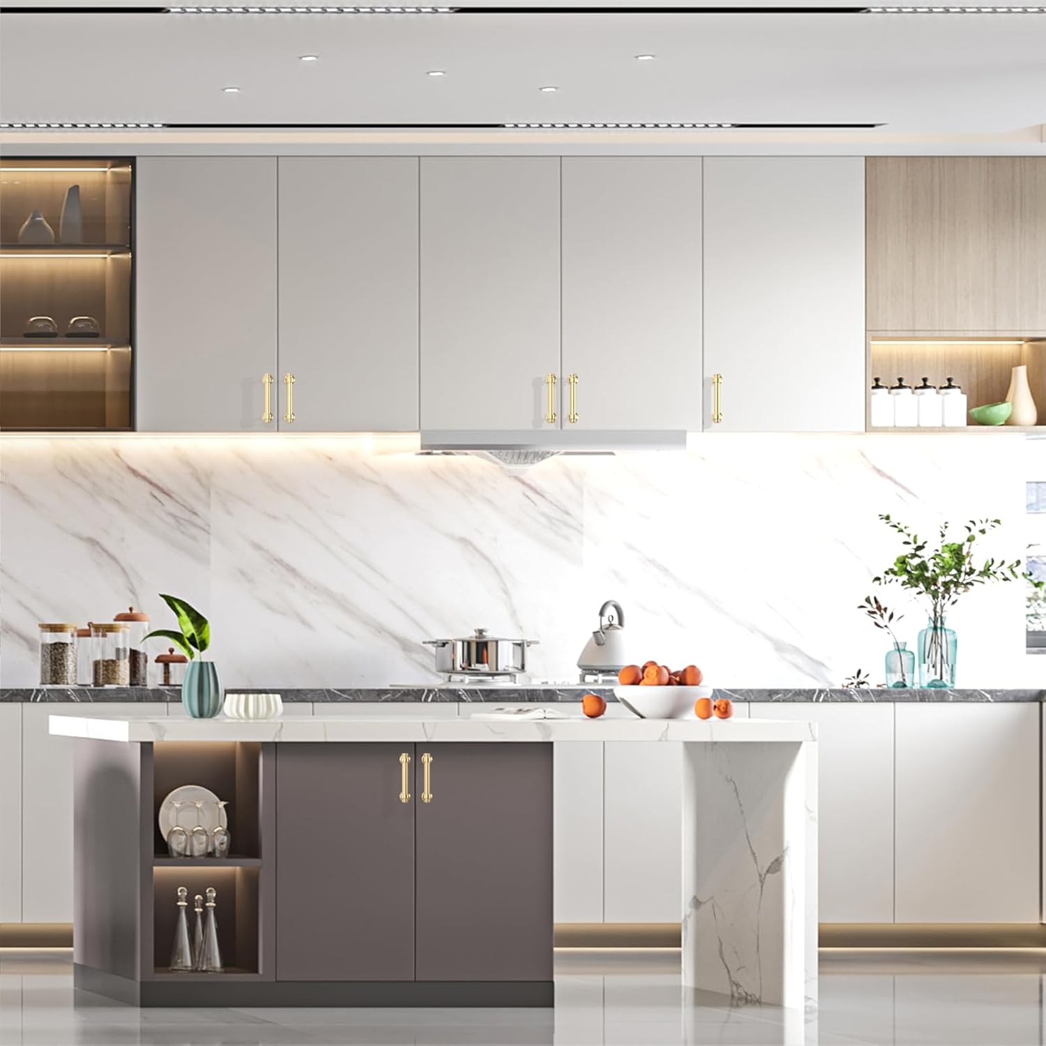 Asidrama 10 Pack 3 Inch(76mm) Champagne Bronze Kitchen Cabinet Handles, Cabinet Pulls Kitchen Cabinet Hardware for Cupboard Drawer Pulls