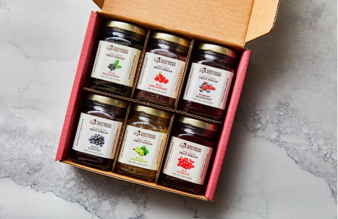 Northwest Wild Foods Fruit Spread Variety Pack - Six 8 Ounce Jars