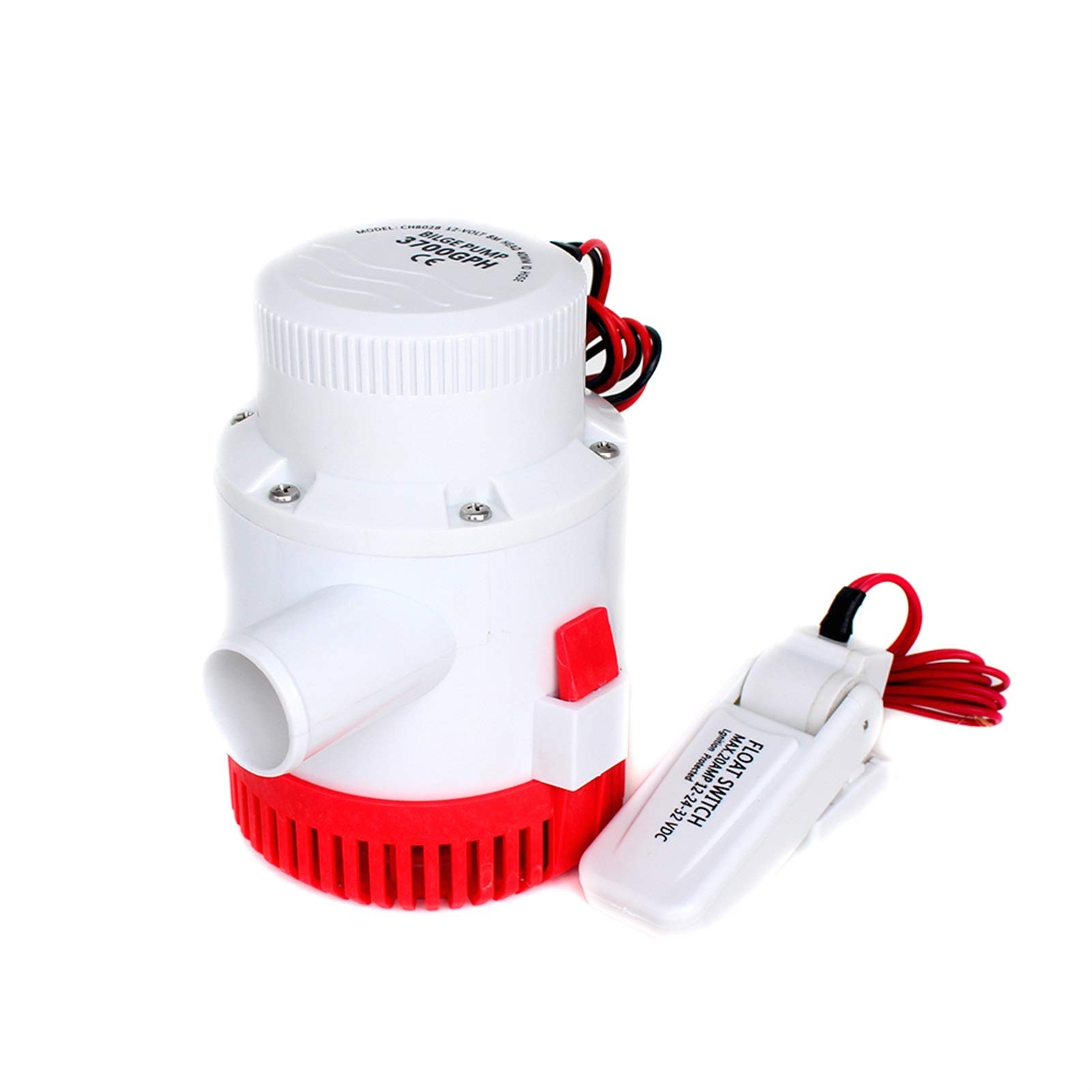 XIAOLUTIANM Large Flow Dc 12v 24v Bilge Pump 3700GPH Electric Water Pump Compatible with Boats Submersible Boat Water Pump With Float Switch 3700 (Size : Free, Voltage : 12V)