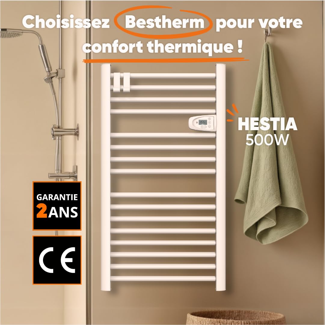 BESTHERM - Sèche-serviette électrique sans fluide 500W H.98xL54cm HESTIA blanc