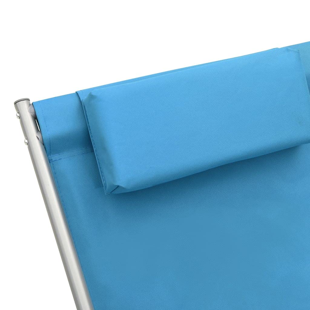 Chaises à Bascule, Lot de 2 en Acier Thermolaqué, Design Pliable avec Appui-Tête Rembourré, Rocking Chair Extérieur, Transat Jardin Exterieur,Bleu Acier, 69 x 61 x 94 cm