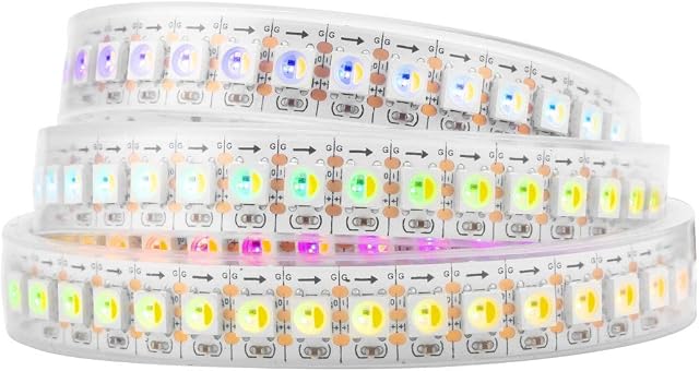 BTF-LIGHTING RGBWW RGB+Warm SK6812 (Similar WS2812B) Individually Addressable 3.3ft 144LEDs/Pixels/m Flexible 4 Colors in 1 LED Dream Color LED Strip IP67 Waterproof DC5V White PCB
