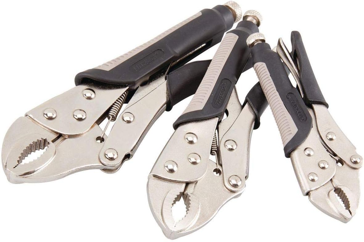 3 Piece Curved Jaw Locking Pliers Set