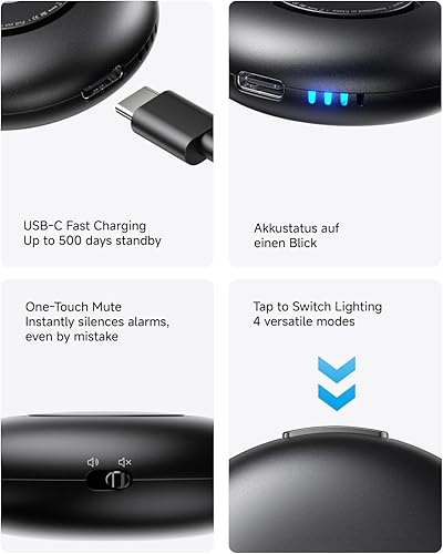 Miniatura 7 de HOU Alarma personal de 130 dB para mujeres, llavero de alarma de seguridad recargable con 4 modos LED, carga rápida USB-C y espera de 500 días,