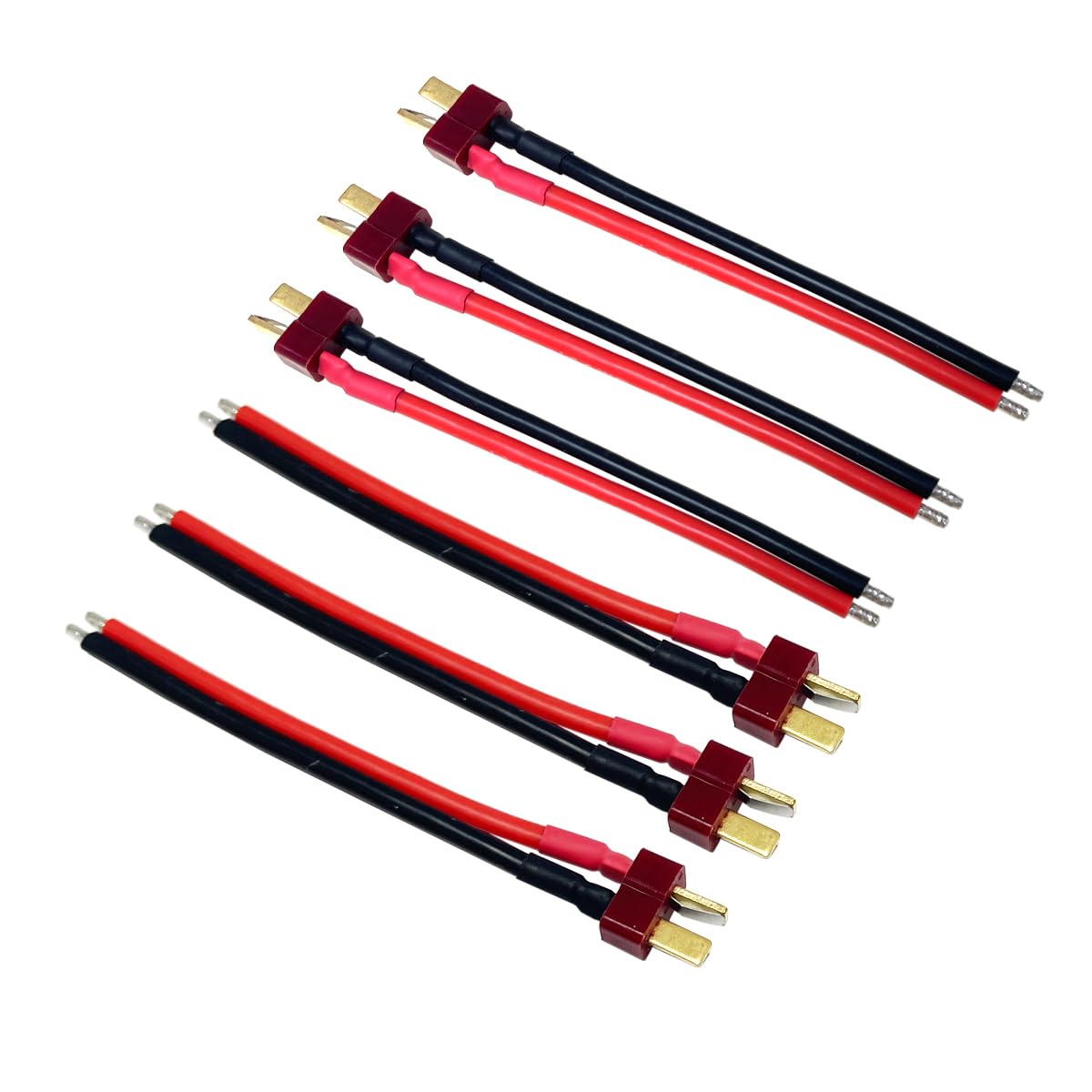6Pcs 3Pairs Ultra Deans T-Plug Female and Male Gold Pins T Connector with 14AWG 100mm Silicon Wire Cable Leads Pigtails for RC Battery Dual Charger (RCT14W106M)