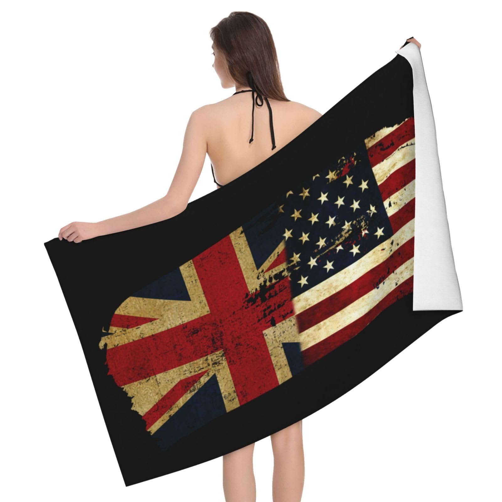 HLBSDM Microfiber British America Flag Beach Towel Quick Dry Soft Sand Free Beach Towels for Pool Swim Beach Lightweight Thin Towels
