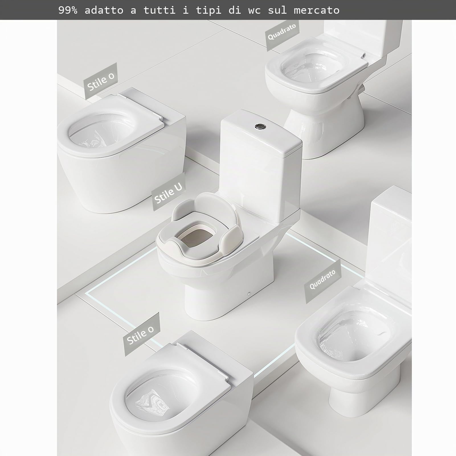 Bebamour Vasino da viaggio per bambini pieghevole WC sedile per bambini portatile vasino formazione auto vasino con 100 pezzi Potty Liners,Grey(for multiple uses)