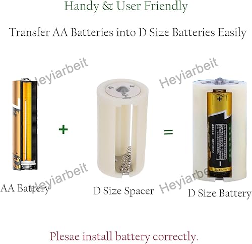 Miniatura 5 de Heyiarbeit 2 unids AA a D Tamaño Conexión Paralela Adaptadores de Batería Convertidor Casos Adaptador D Blanco