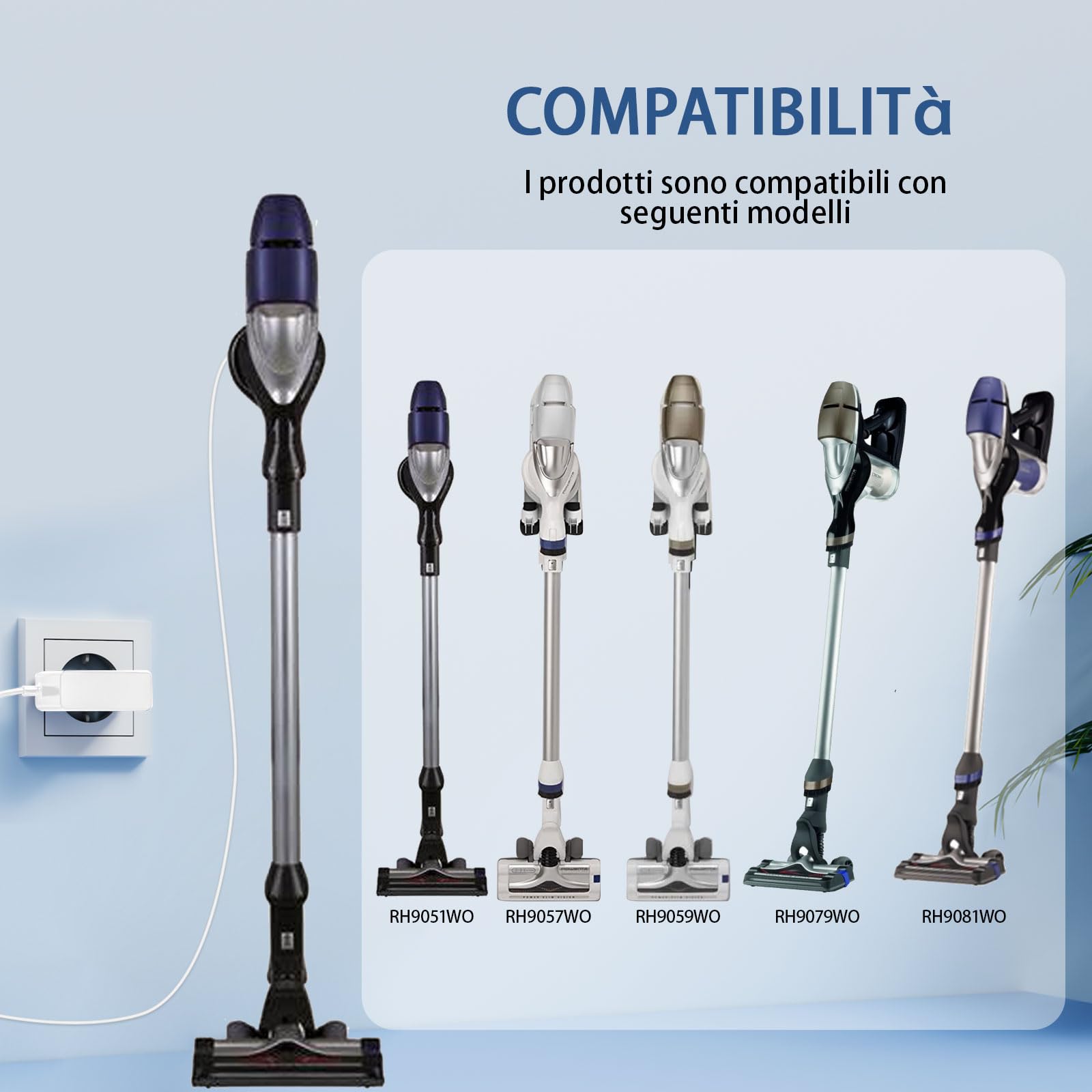 Caricabatterie Per Aspirapolvere Rowenta 29V 0.75A – Compatibile Con Air Force 560, 460 E Molti Altri, Cavo 2m, Protezioni Multiple