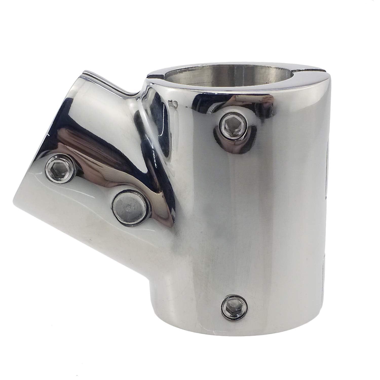 60 Degree Tee Boat Hand Rail Fitting - 316 Stainless Steel Polished, For 1" OD Tube | Marine Grade Split Hinge