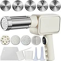 Máquina elétrica de massa, máquina de fazer macarrão portátil, máquina de macarrão sem fio, com moldes e cortador modeladores, branca