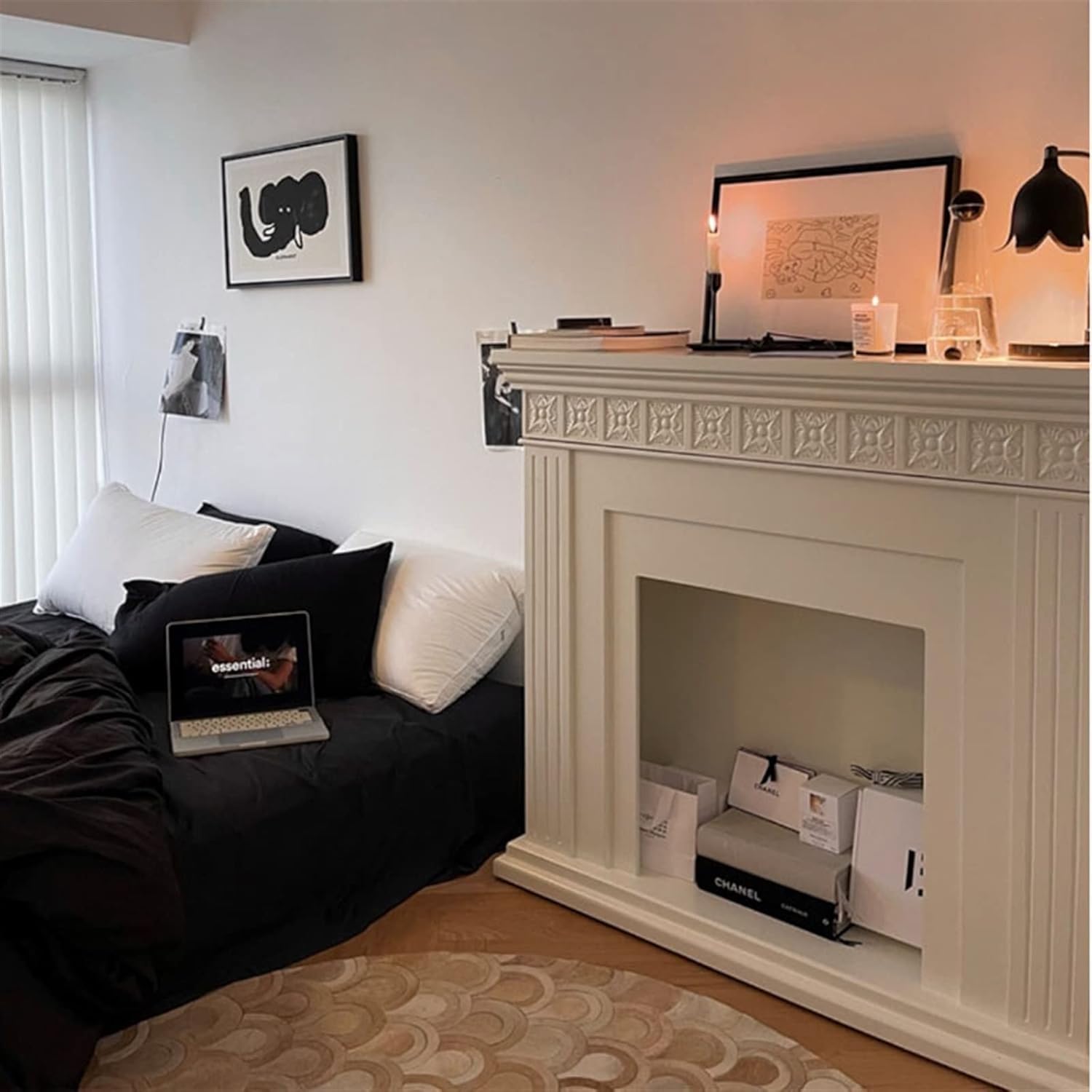 Pearl Mantels Indoor Electric Fireplace Stove Mantel Trim Surround - Elegant White Gloss Finish for Living Room Bedroom Fireplace Mantel Surround