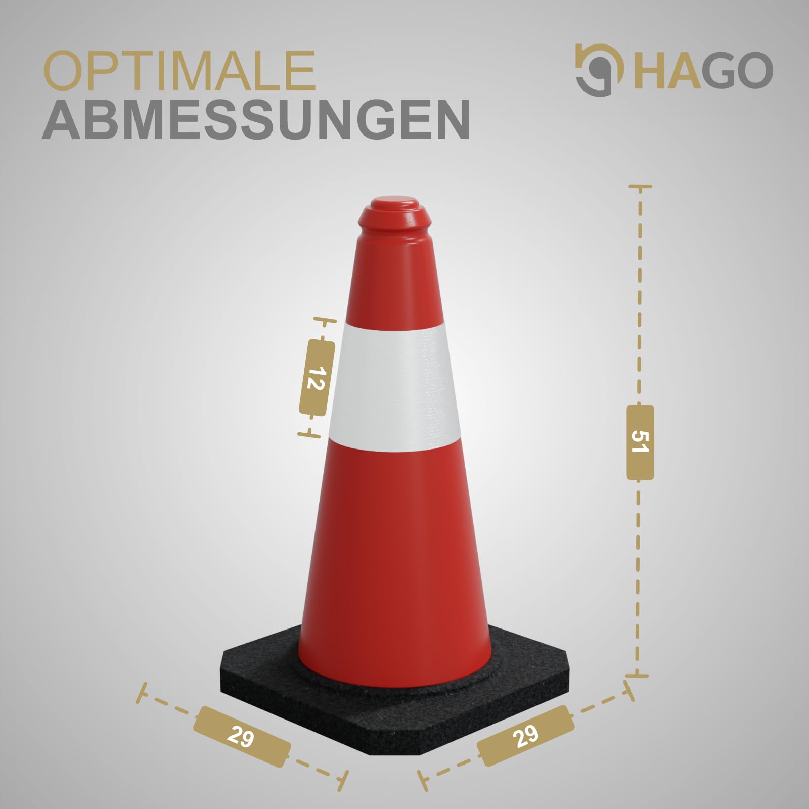 HAGO24 | 6er Set | Warnkegel | Verkehrsleitkegel | Pylon | 51cm | Absperrkegel | Reflektierend | Flexibel | Witterungsbeständig | Hütchen | Stabil | Markierung | Baustelle