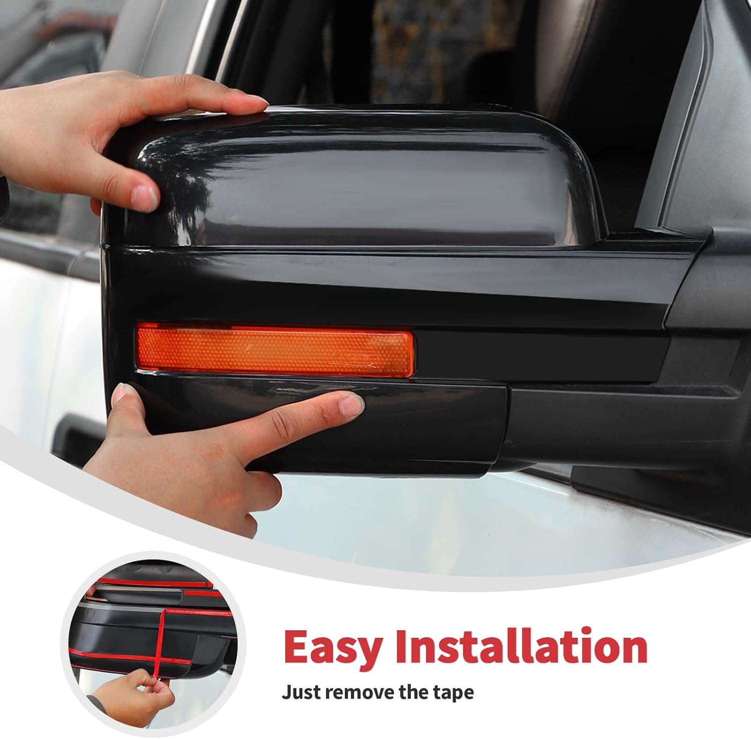 Linskip Full Coverage Side Mirror Covers Compatible with 2009-2014 F150 & F150 SVT Raptor, Driver and Passenger Mirror Caps for F150 Exterior Accessories(Black)