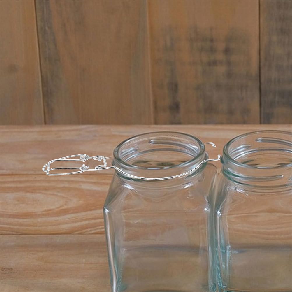PRETYZOOM Clip di Tenuta in Acciaio Inox per Barattoli di Vetro a Bocca Larga 10 Pezzi Fibbia Chiusura Ermetica Accessori per Conservazione Alimenti E Organizzazione Cucina