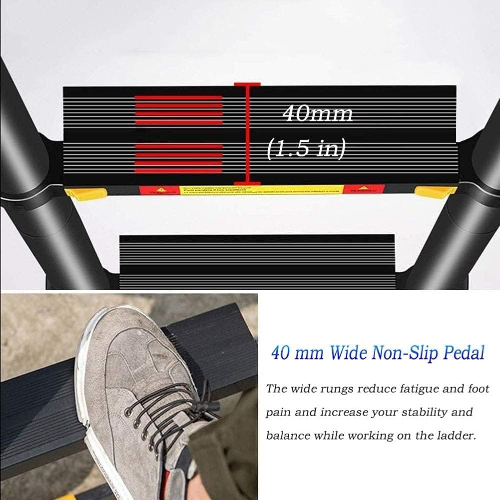 OKUOKA Black Telescoping Ladder for Loft Attic Garret Cockloft - 8.5Ft/10Ft/12.5Ft/15.5Ft/18.5Ft Tall Aluminum Retractable Ladder, Load 150kg (Size : 2m/6.5 ft)