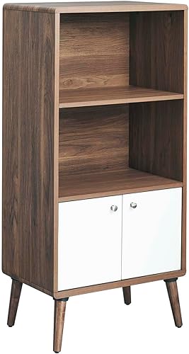 Modway EEI-6230-WAL-WHI - Estantería con vitrina, color blanco nogal